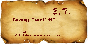 Baksay Tasziló névjegykártya
